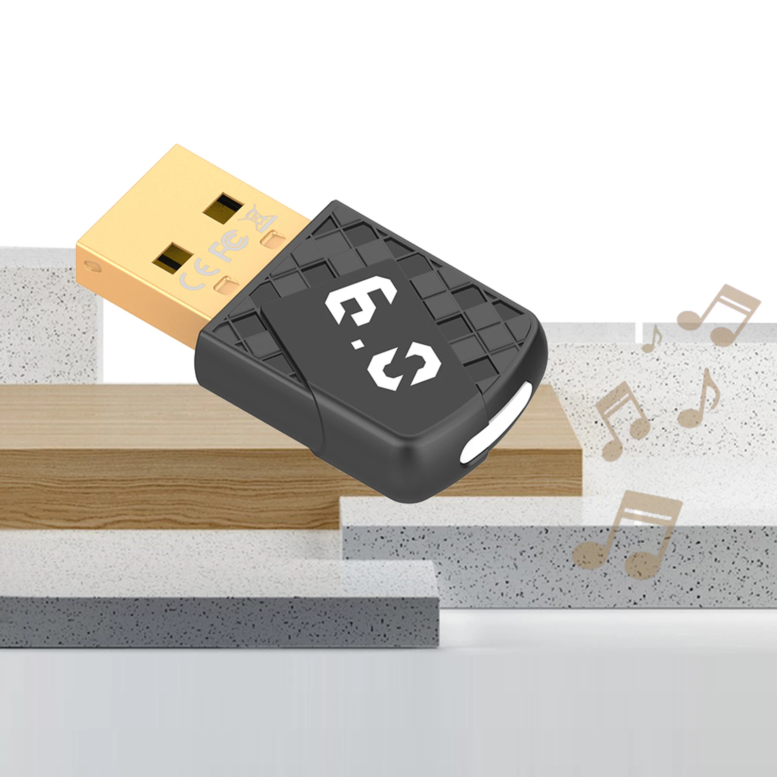 Bluetooth-compatible 6.0 USB Wireless Audio Adapter Plug & Play Wireless Dongle for Headset Speaker Keyboard Printers