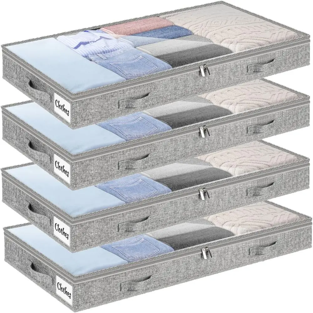 

Низкопрофильные выдвижные ящики для хранения под кроватью, 4 шт., легкие контейнеры для одежды под кроватью, неглубокие сумки-органайзеры для хранения