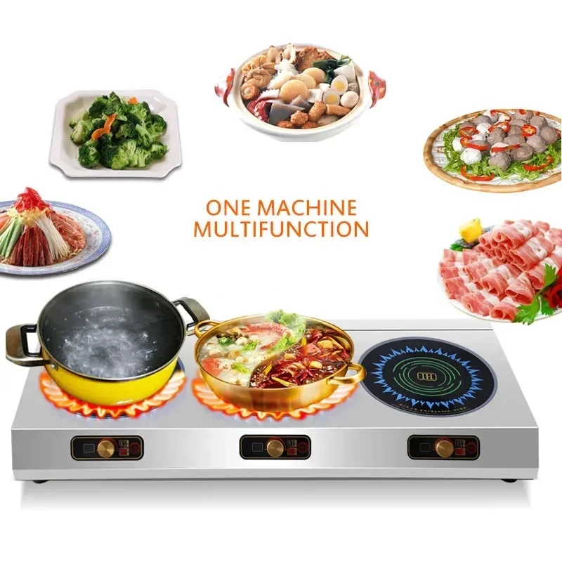 Commercial Induction Cooker Electric Ceramic Stove Multi-head Three Stoves Electromagnetic Oven 2500w*3 Radiant Cooker