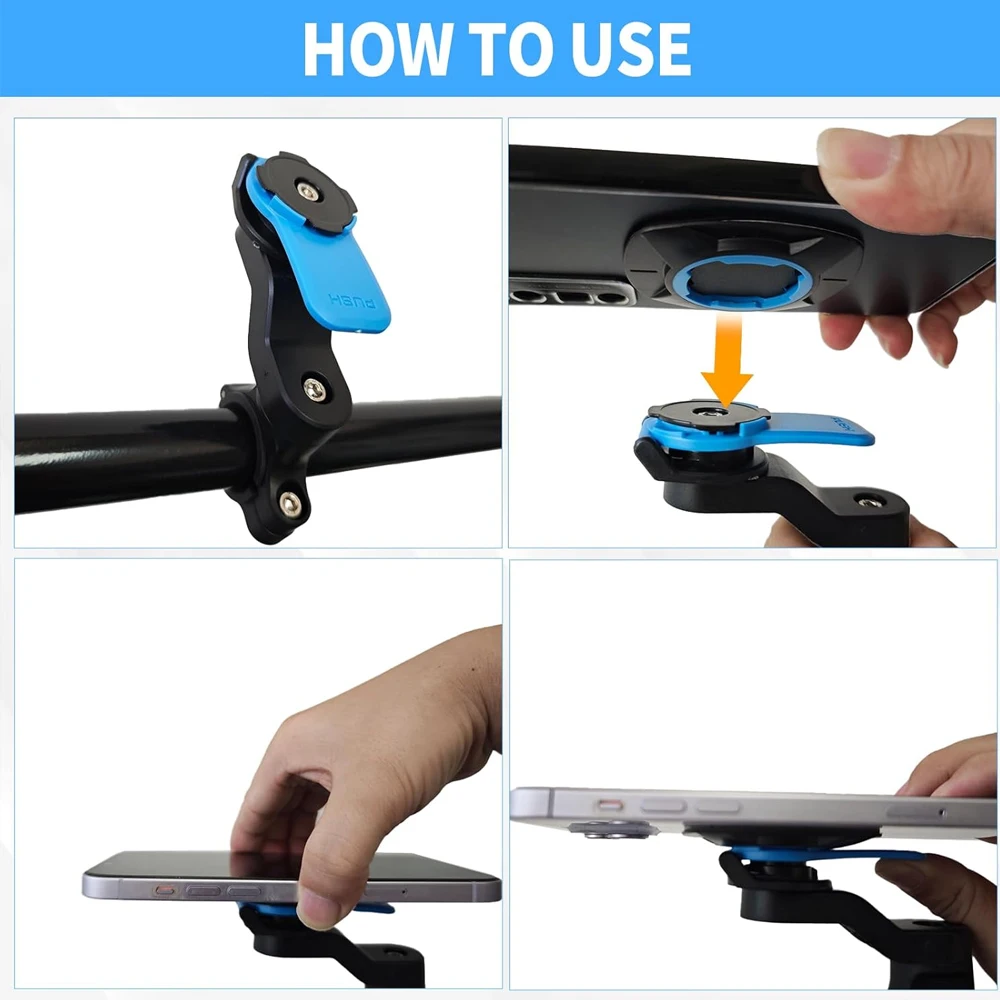 Motorcycle Handlebar Mount, Universal Bike Phone Holder, MTB Phone Holder, Detachable & Universal 360° Rotatable image 5
