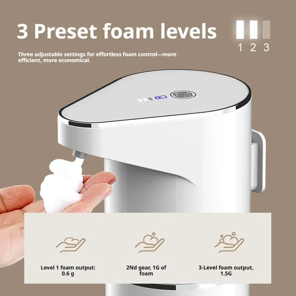 Automatic Foaming Soap Dispenser 350ml, Wall Mount, USB Rechargeable Adjustable Foam Hand & Dish Soap Dispenser for Bathroom image 4