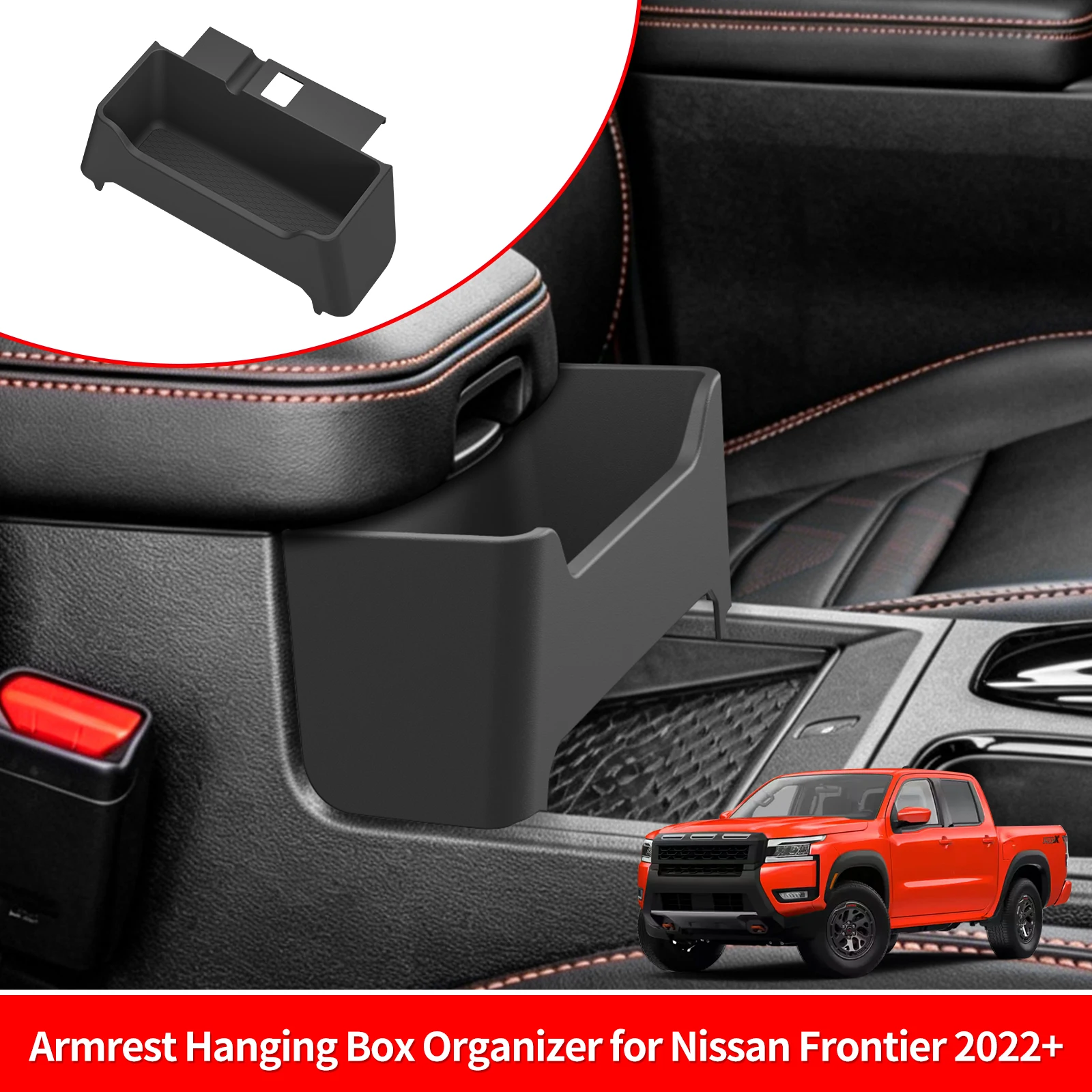 Organizador de Consola Central para Nissan Frontier D41 2022-2026, Caja de Almacenamiento para Auto, Accesorios de Organización, Bandeja de Almacenamiento, ABS Negro