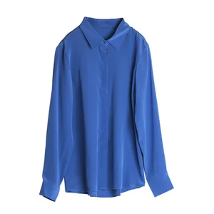 Suyadream-Camisa Langarm in weiblicher Seidenkreppe, solide Bluse, Büro, schick, blau, schwarz, 100% Seide, Herbst, Winter, 2021 8 Hauptverkäufe Seda Crepe Bluse - №3