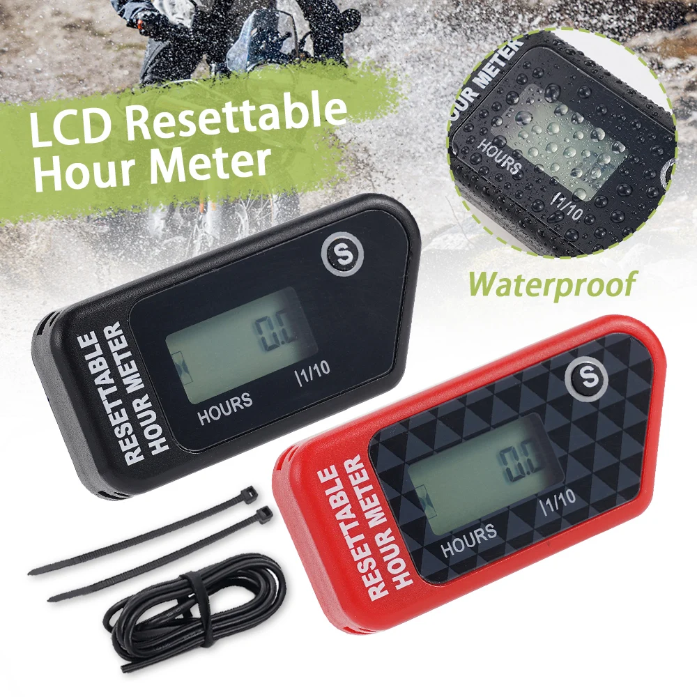 

12A Motorcycle Waterproof LCD Vibration Resettable Hour Meter ABS Counter For ATV Motorbike Lawn Mower Accessories