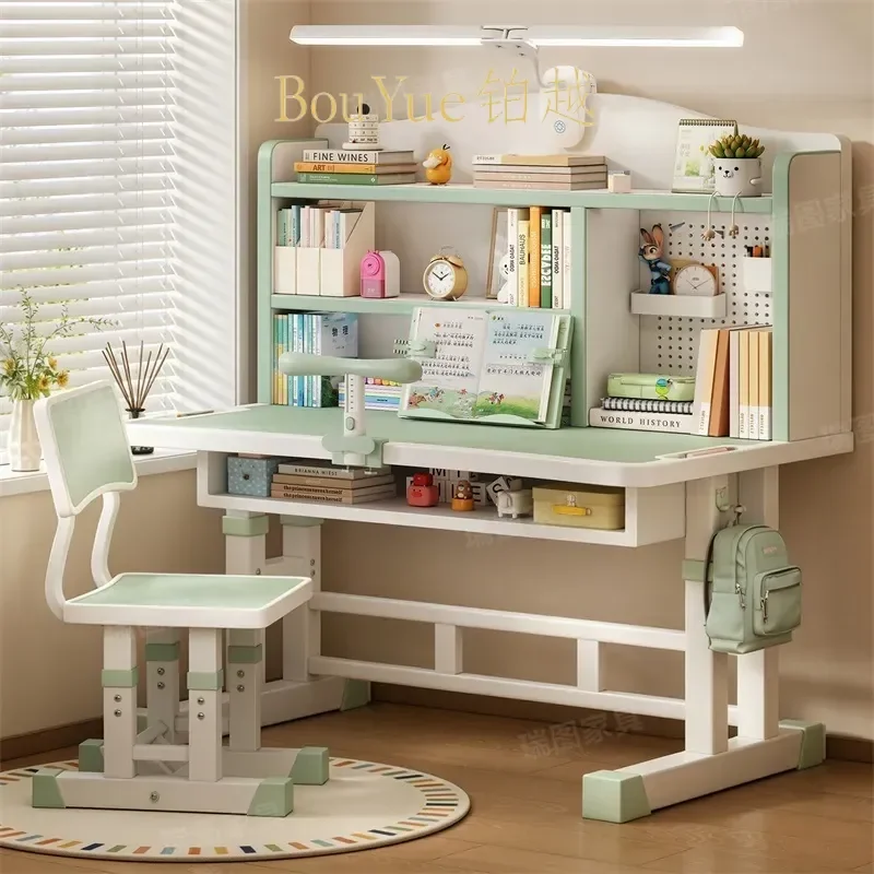 Adjustable Kids Study Desk and Chair Set Ergonomic Height Adjustable Writing Table for Primary School Students Homework