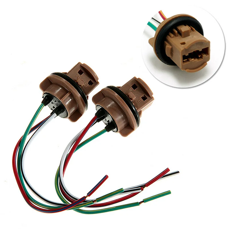 2Pcs 7443 T20 Female Brake Turn Signal Bulb holder Socket adapter Wiring Harness