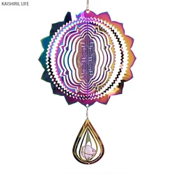 Rotating Mandala Balcony Wind Chimes Hanging Decorations Garden Outdoor Wall Decor Wind Spinner Home Tree of Life Window Pendant