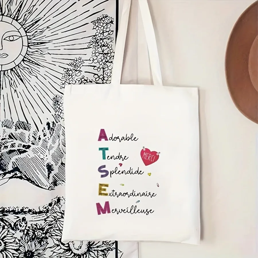Bolso tote con diseño francés con la frase "I Am The Best ATSEM in The World" - Texto en color blanco y forma de corazón, regalo de graduación ATSEM unisex