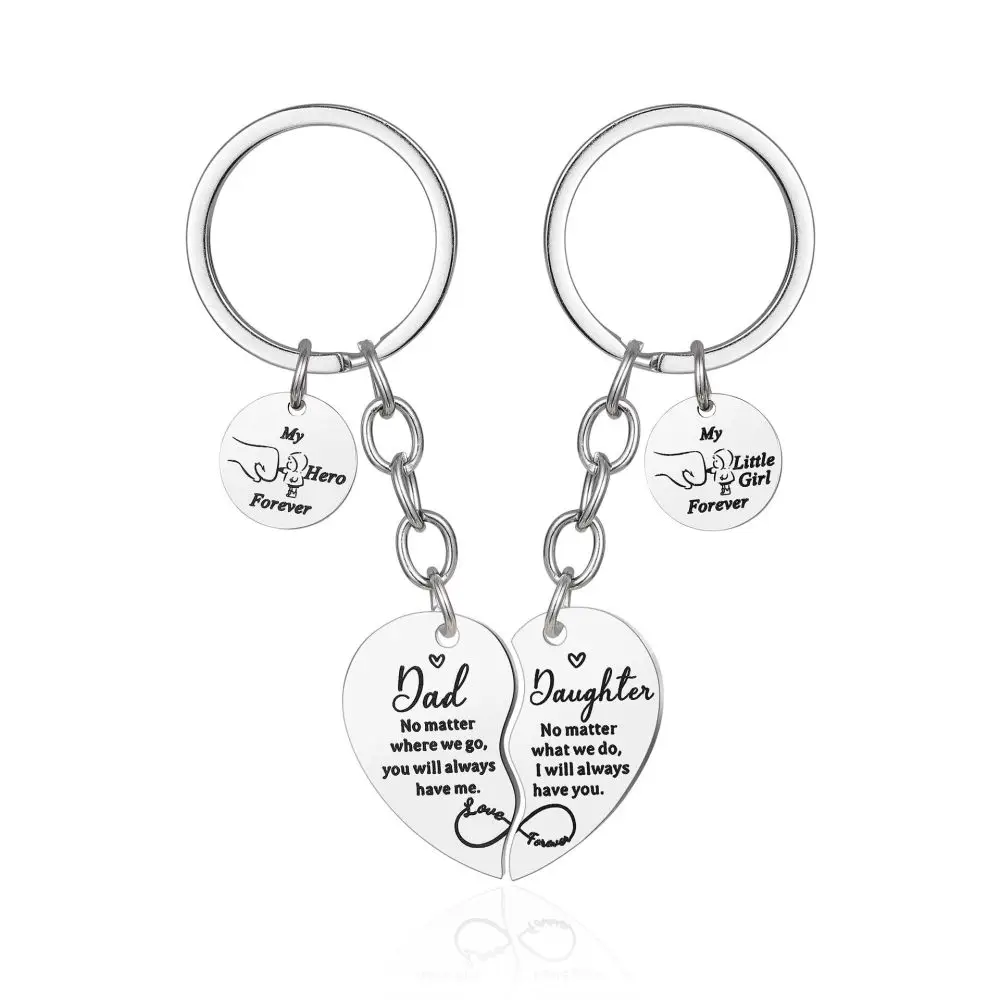 Stainless Steel Heart Jigsaw Keyring Rose Gold Flower Pendant Mothers Day Gift Set Sentiment Personalized Jewelry Item