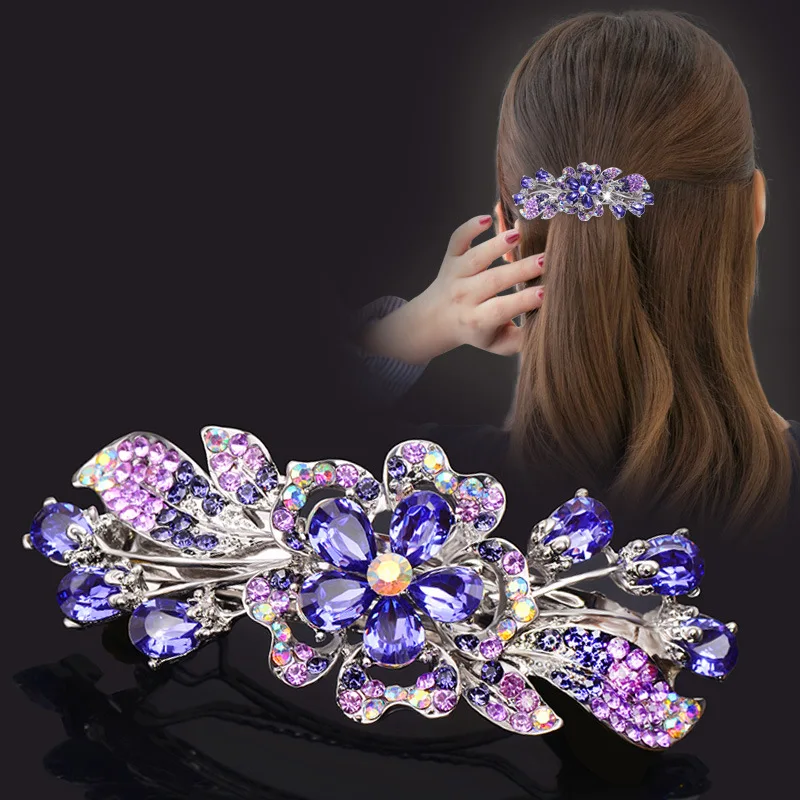 New Korean version of the crystal flower spring hairpin shining zircon top clip elegant women\'s casual fashion hair accessories