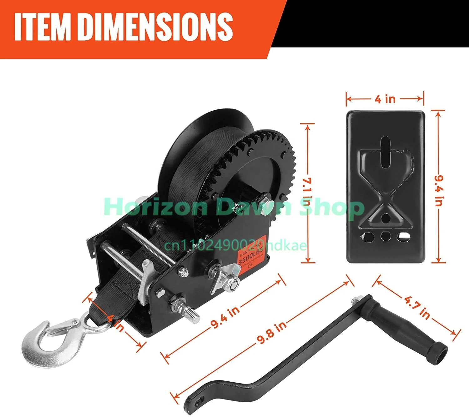 3500Lbs Heavy Duty Boat Trailer Winch with Manual Handle