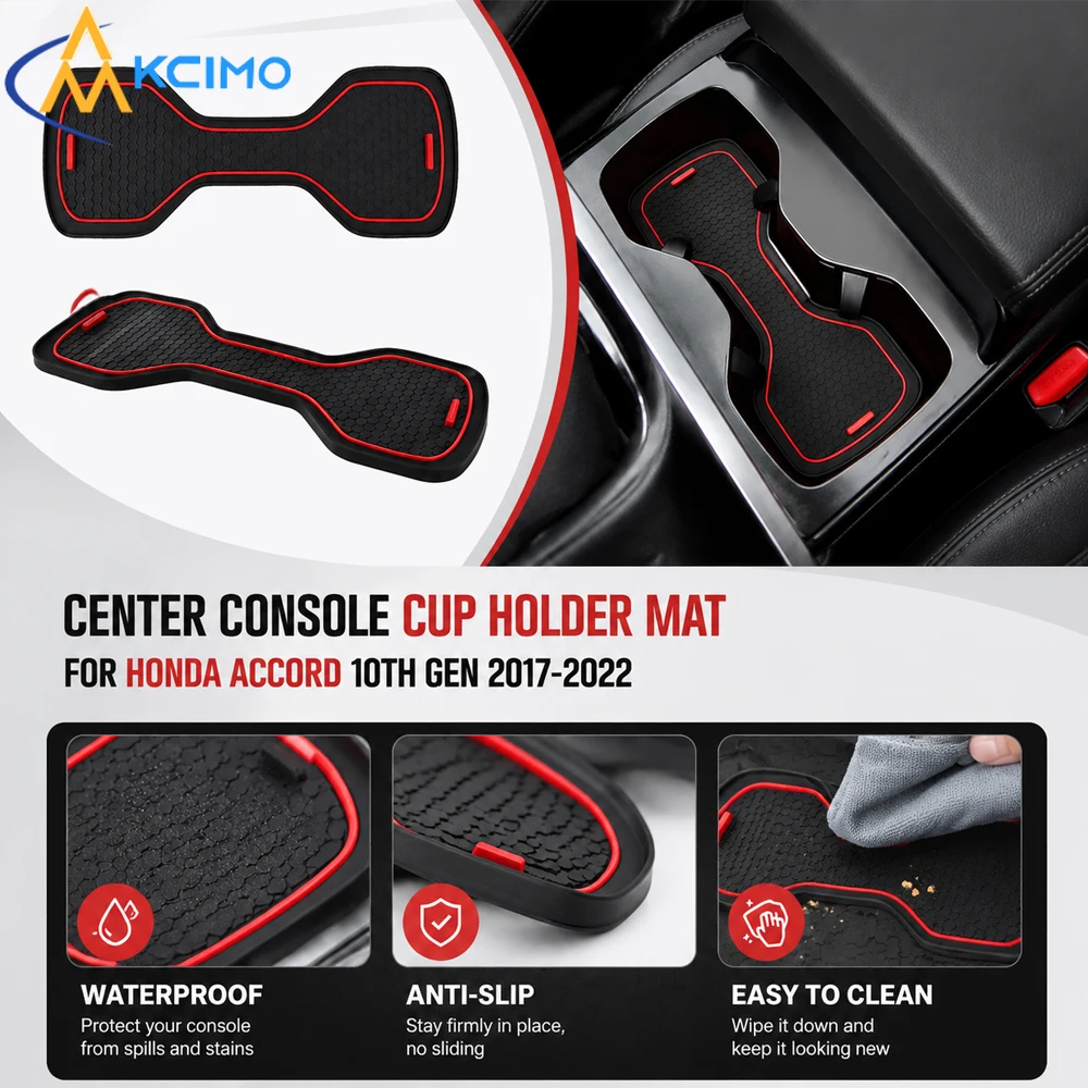 Custom-Fit Anti-Slip Cup Holder Coasters for Honda Accord 10th Gen 2017-2022 Waterproof PVC Car Interior Accessories
