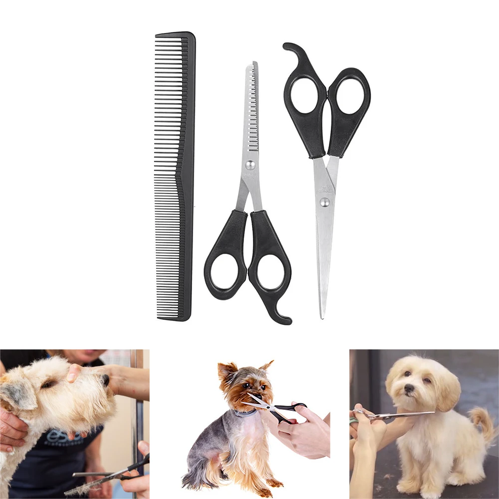 

3Pcs/set Safty Pet Grooming Scissors Comb Professional Stainless Steel Dog Hair Scissors Pets Grooming Shears Tool Portable Set