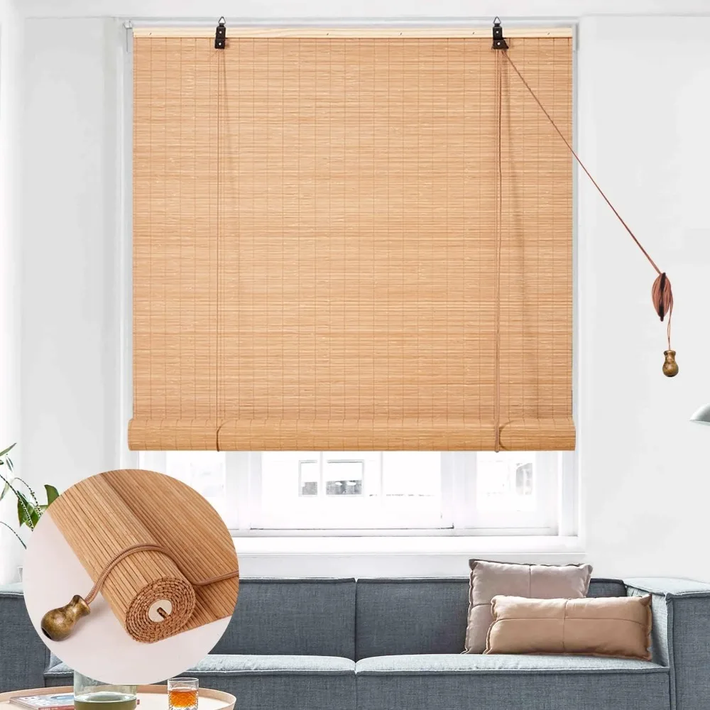 

Bamboo Roll Up Outdoor/Indoor Bamboo Blinds, Bamboo Shades Privacy Protection, Light Filtering Window Blind