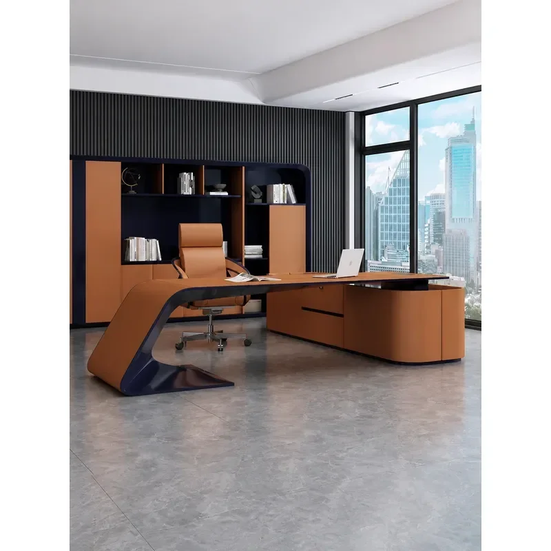 Modern Light Luxury Executive Desk High End Office Table and Chair Set for Villa Boss President Leader Workspace Furniture
