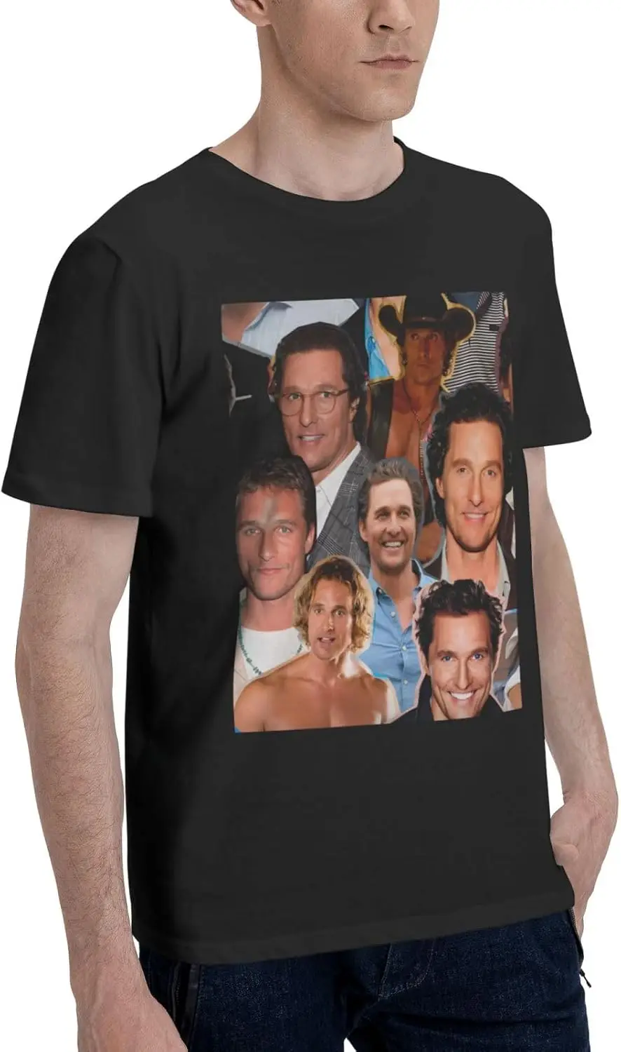 Matthew McConaughey Collage T Shirt Men's Summer Short Sleeve T-Shirt Crewneck Casual Tee