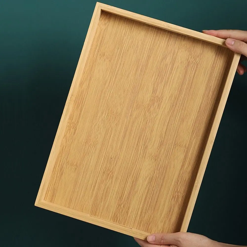 Decorate Tray Natural Bamboo Bamboo Wooden Tray Rectangular Retro Style Serving Tray Dessert Pallet Kitchen