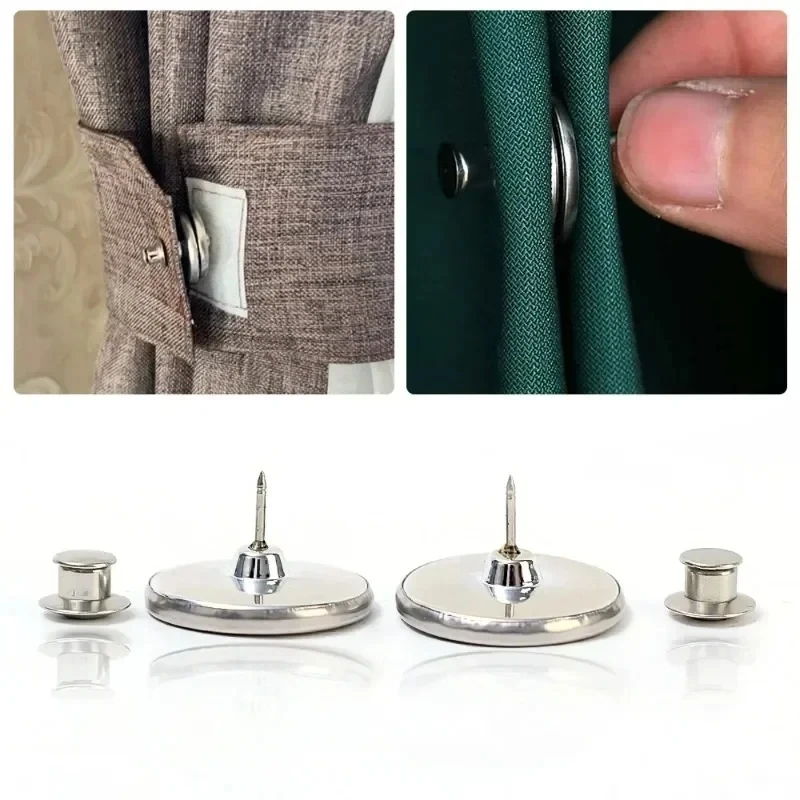 

10PCS Curtain Magnetic Clips Nail Free Detachable Window Curtain Close Magnet Buckle Adjustment Curtain Buttons Accessories