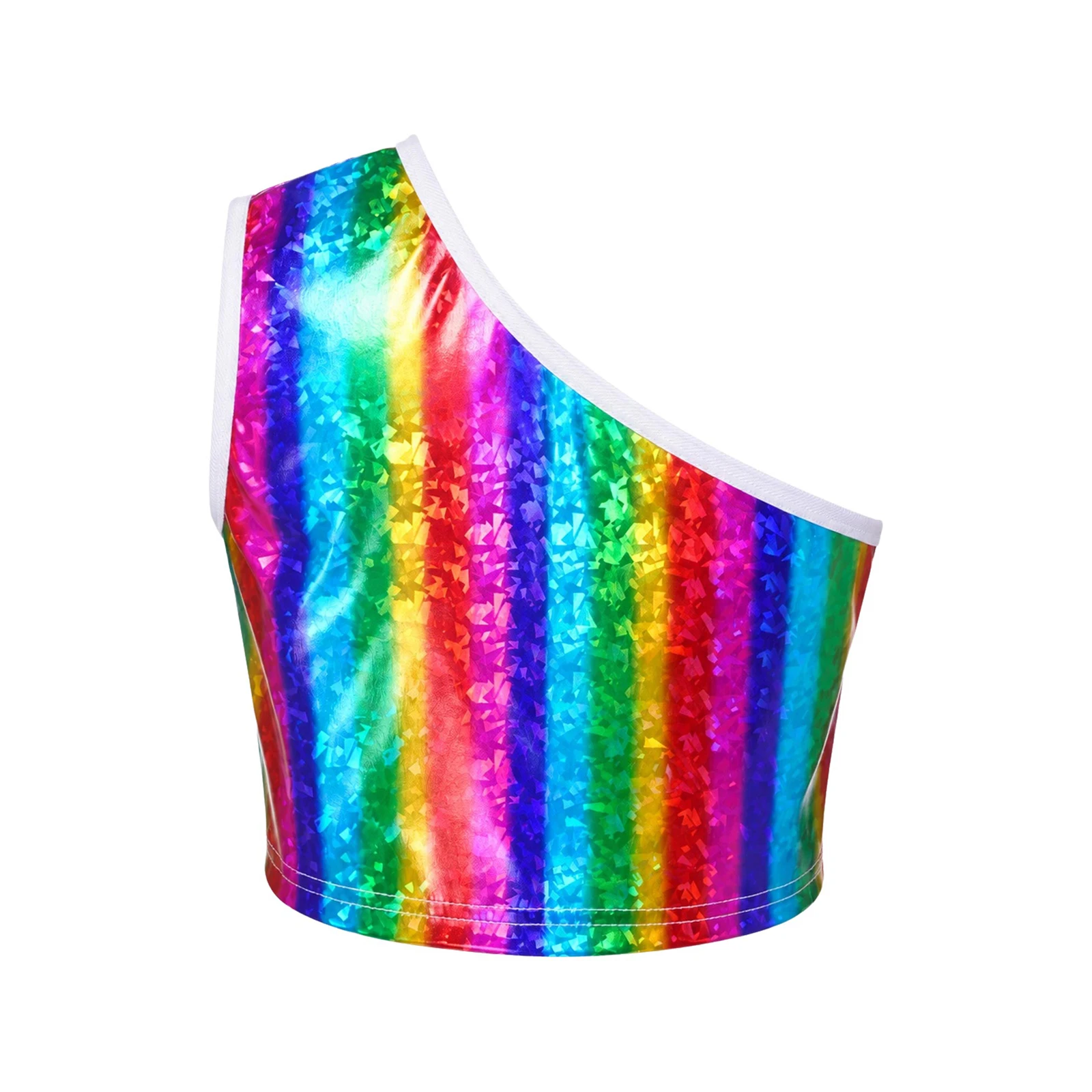 Kinder Jungen Ärmelloses Glänzendes Crop-Top Mädchen Hip-Hop Jazz-Tanz-Oberteil Einschultriges Metallic-Crop-Top Jazz-Tanz-Auftrittskostüm – Detail 19