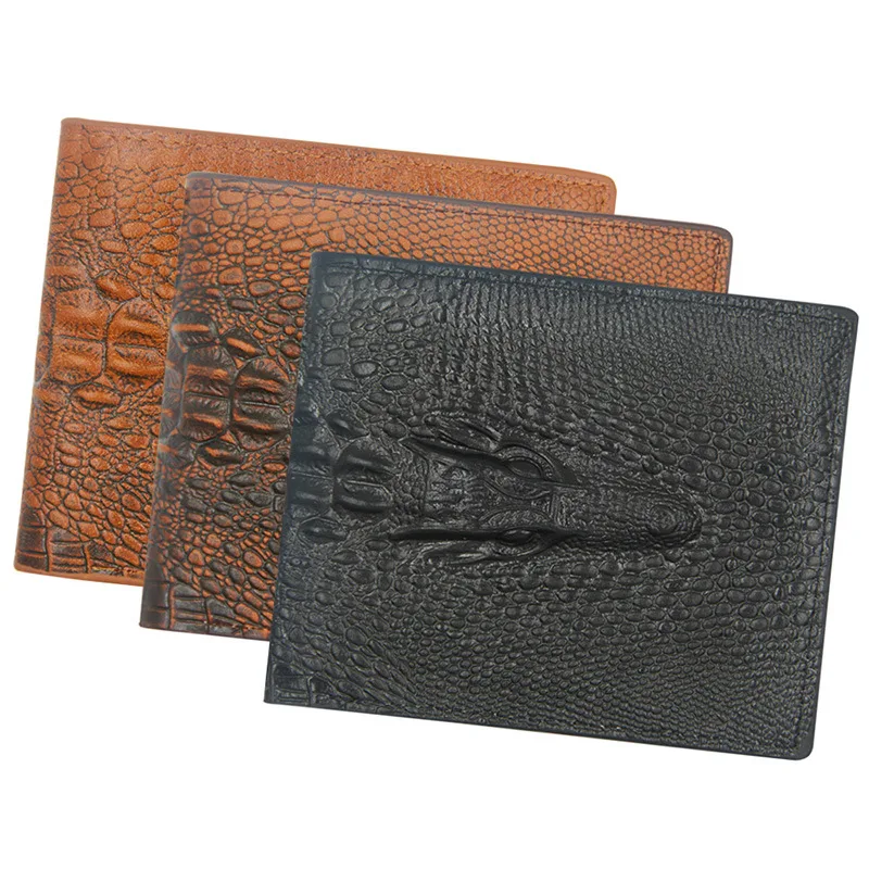 New Style Men's Wallet Short Crocodile Pattern Fashion Business Multi-card PU Wallet Cover on The Passport Men Purse Clutch Bag