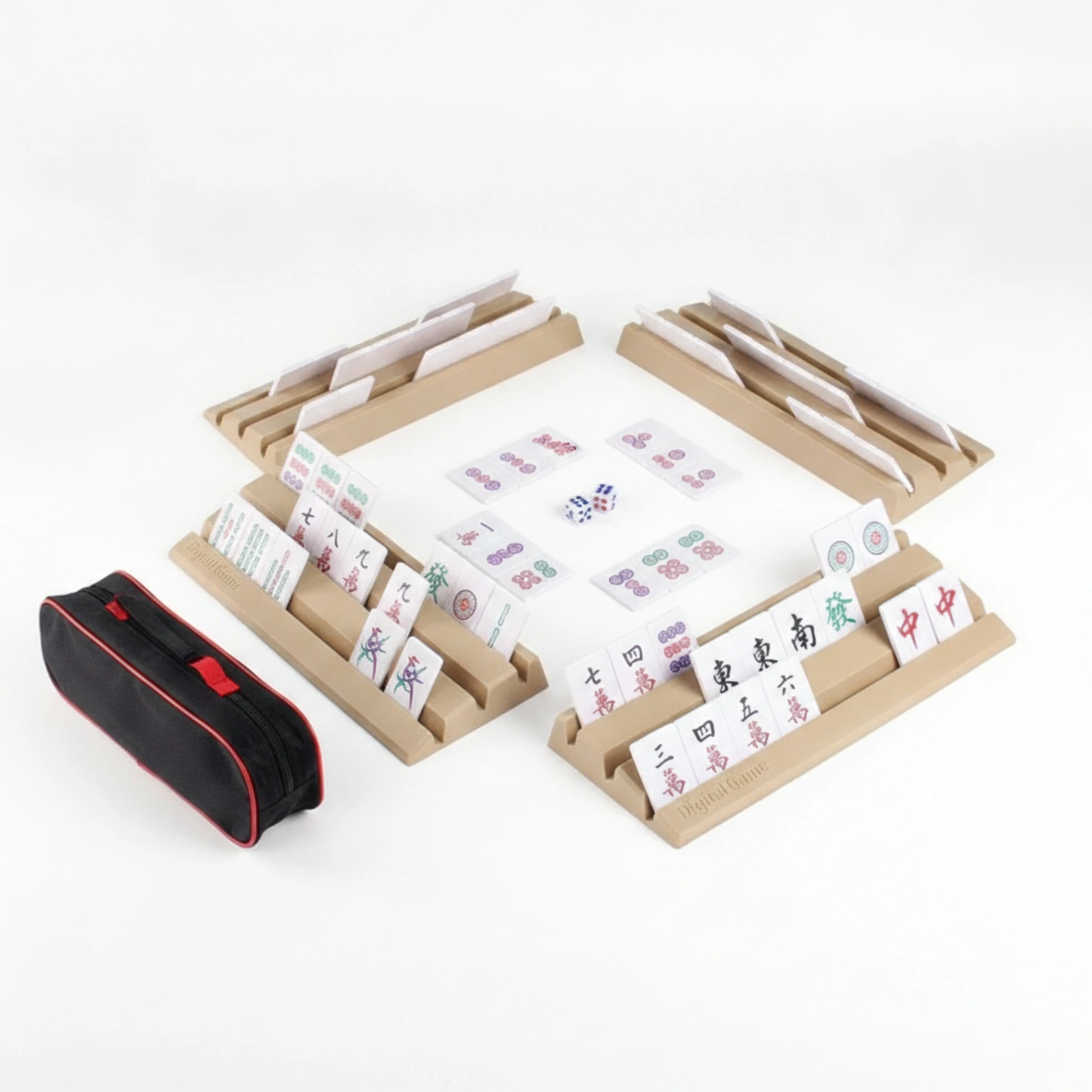 Tile Game Set with Racks Travel-Friendly Tabletop Tile Game Storage Bag Compact Easy to Learn for Family
