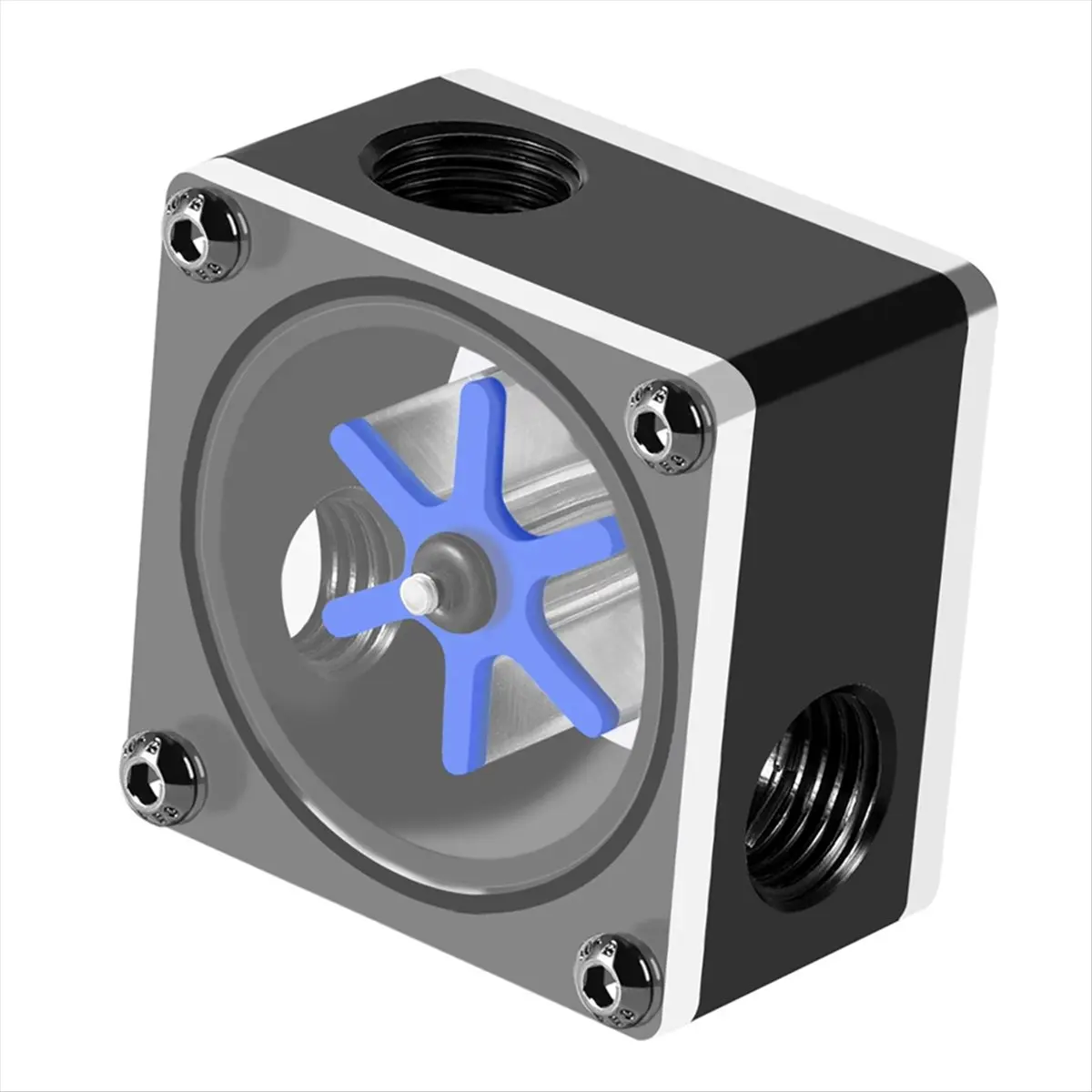 【A19R】3Ways Water Cooling Flowmeter 6 Impeller Meter Indicator G1/4 Thread for Computer PC Water Cooling System