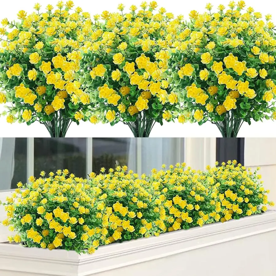 

Artificial Flowers Outdoor Fake Flowers for Decoration UV Resistant No Fade Faux Plastic Plants Garden Porch Window Box Décor (1