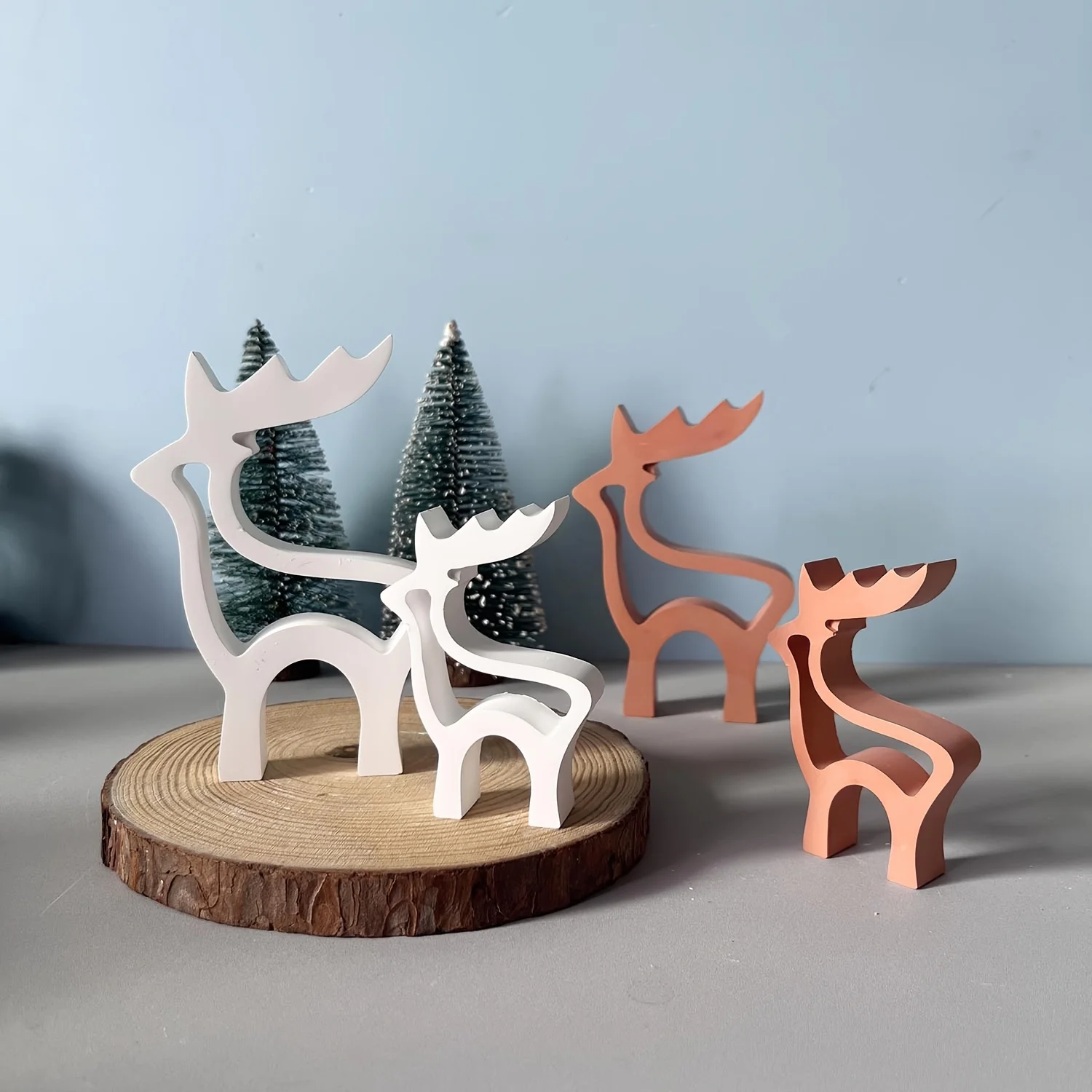 DIY-Harz-Silikonform für Schmuck – 2 Stück hohle abstrakte Weihnachts-Rentier-Gips-Ornamente, Heim-Tischdekoration, Urlaub