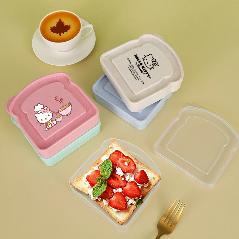 

Контейнеры для сэндвичей HelloKitty, портативный ланч-бокс Sanrio в форме тоста, силиконовый ланч-бокс для бенто с крышкой, многоразовый чехол для микроволновой печи