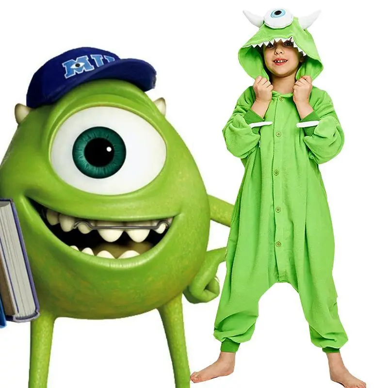 Monsters University Mike Sullivan Cartoon Homewear Tutina Pigiama Costumi per Cosplay Party Costumi di Halloween Tute Outfit