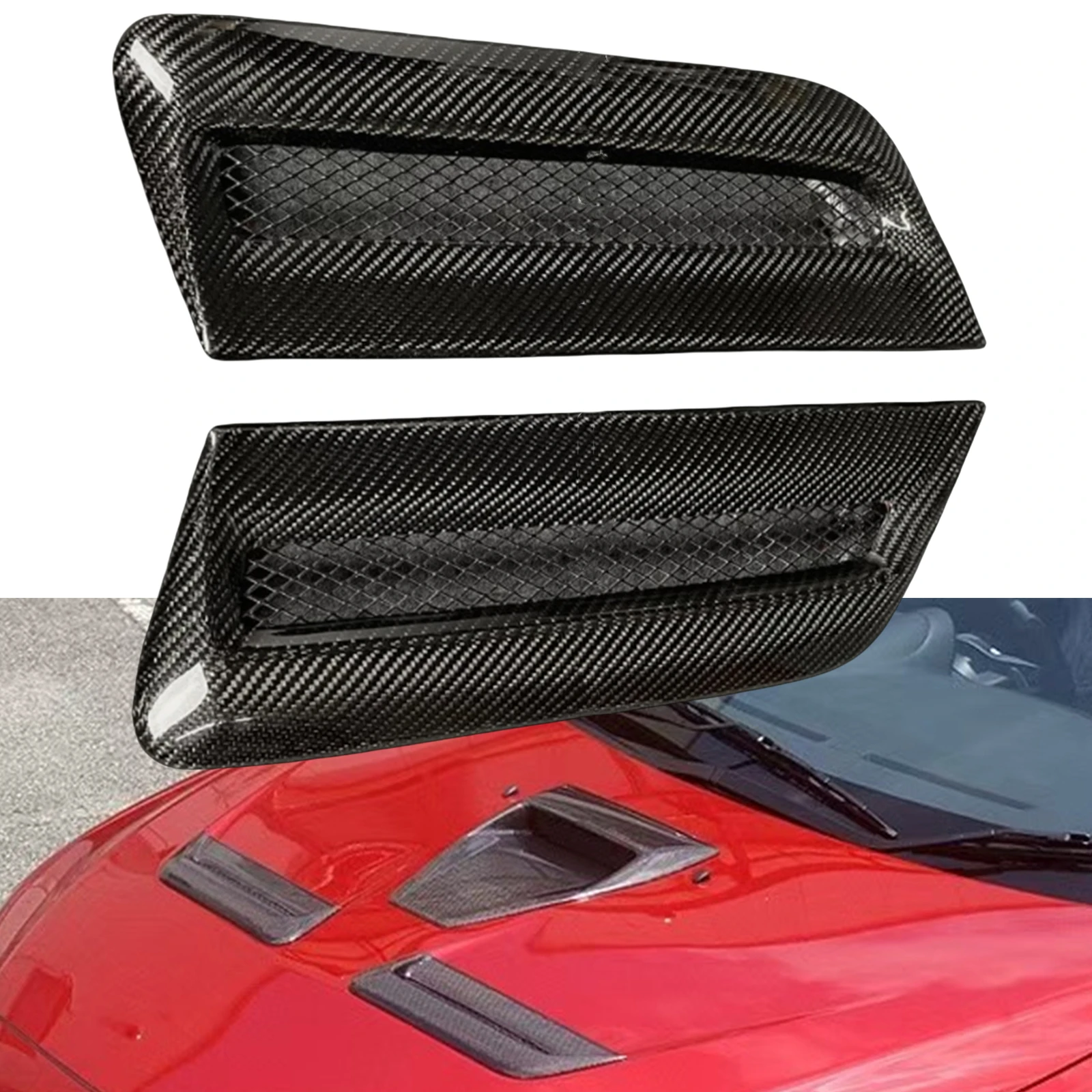 For Mitsubishi Lancer Evolution X EVO 10 2008-2015 Front Bonnet Scoop Vent Hood Air Vent Trim Engine Outlet Cover Mesh Grille