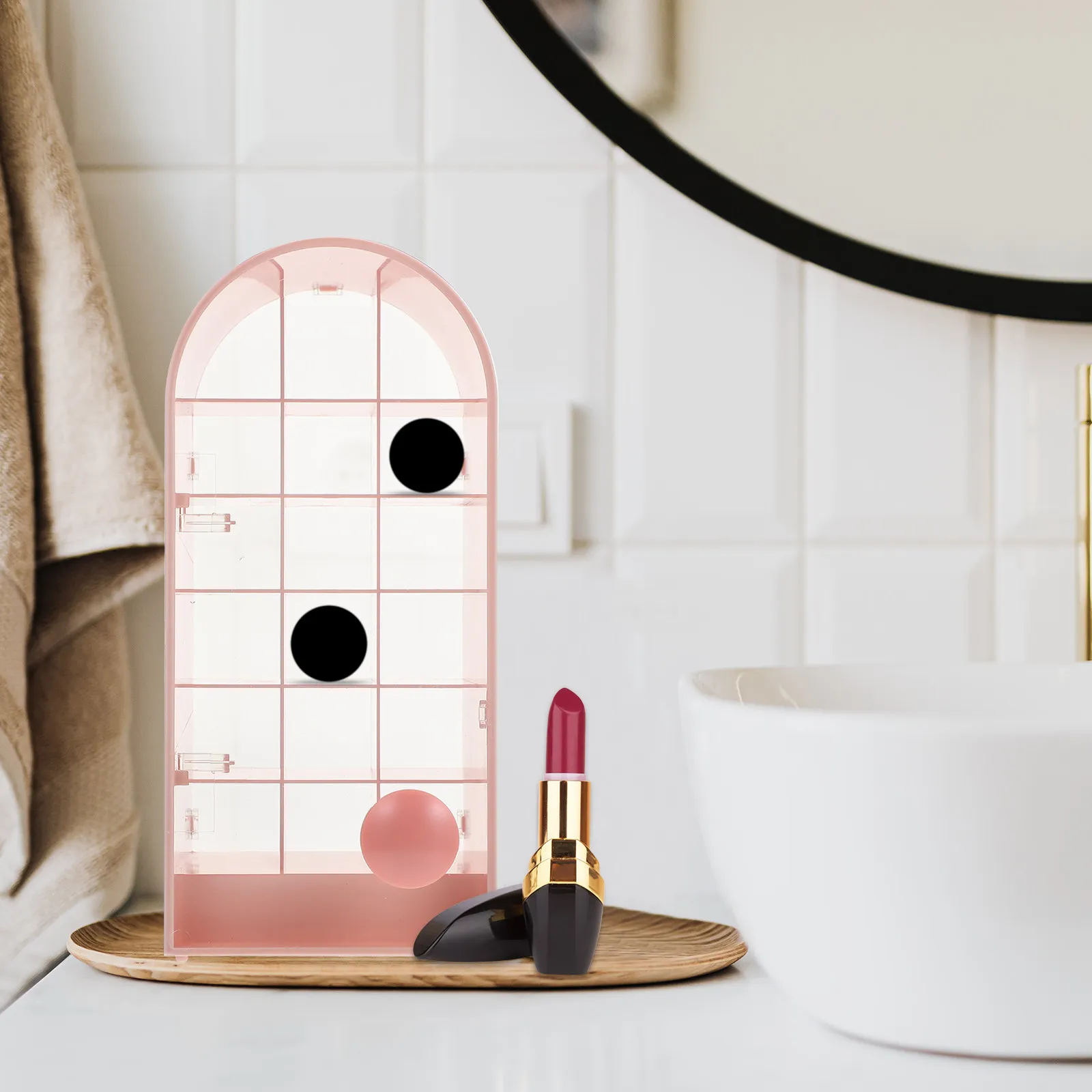 18-Slot Lipstick Storage Box Lipstick Holder Lip Gloss Organizer Display Stand for Dresser Vanity Table Desktop