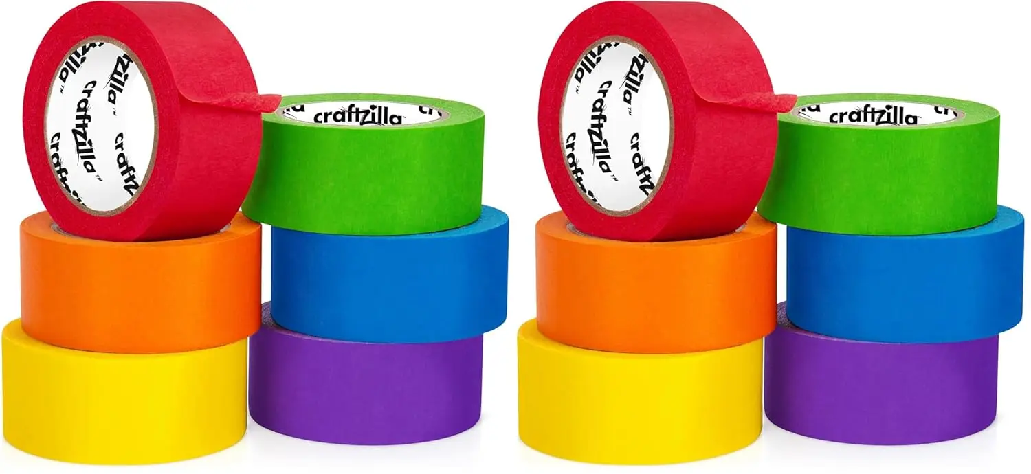 

Colored Masking Tape – 6 Roll Multi Pack – 10 Yards x 1 Inch Each Colorful Craft Tape for Arts & Crafts, Labeling and