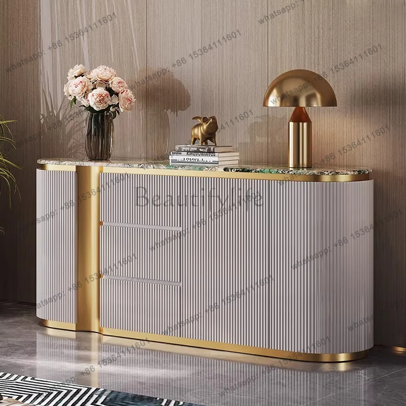 

Light luxury dining side cabinet storage Italian modern marble custom entrance cabinet