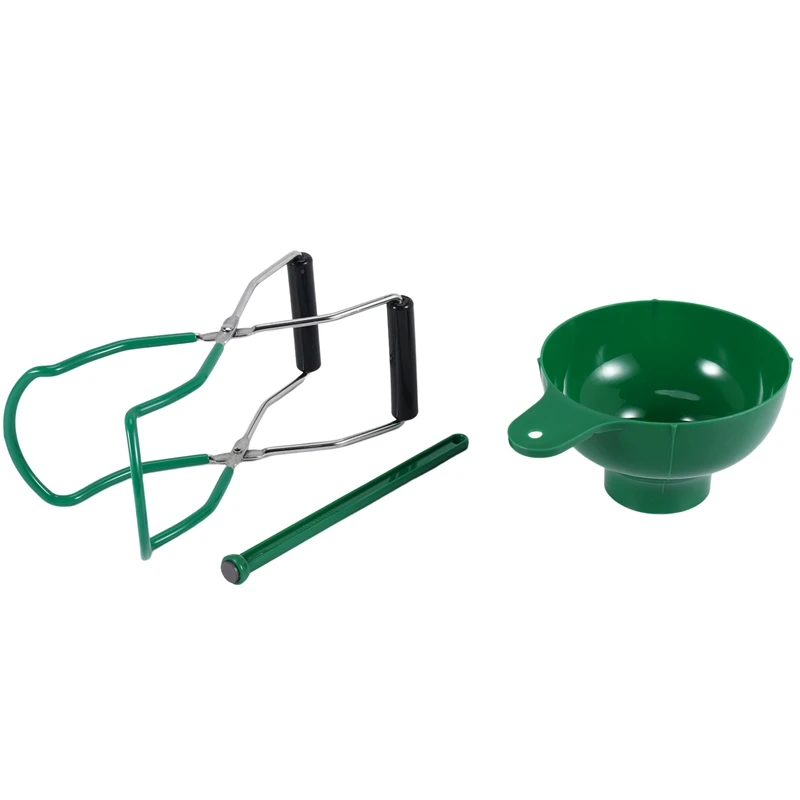 Canning Kit Jar Lifter Wide Mouth Canning Funnel Lid Wand For Canning Jars Anti-Scald Kitchen Tools(3Pcs,Green)