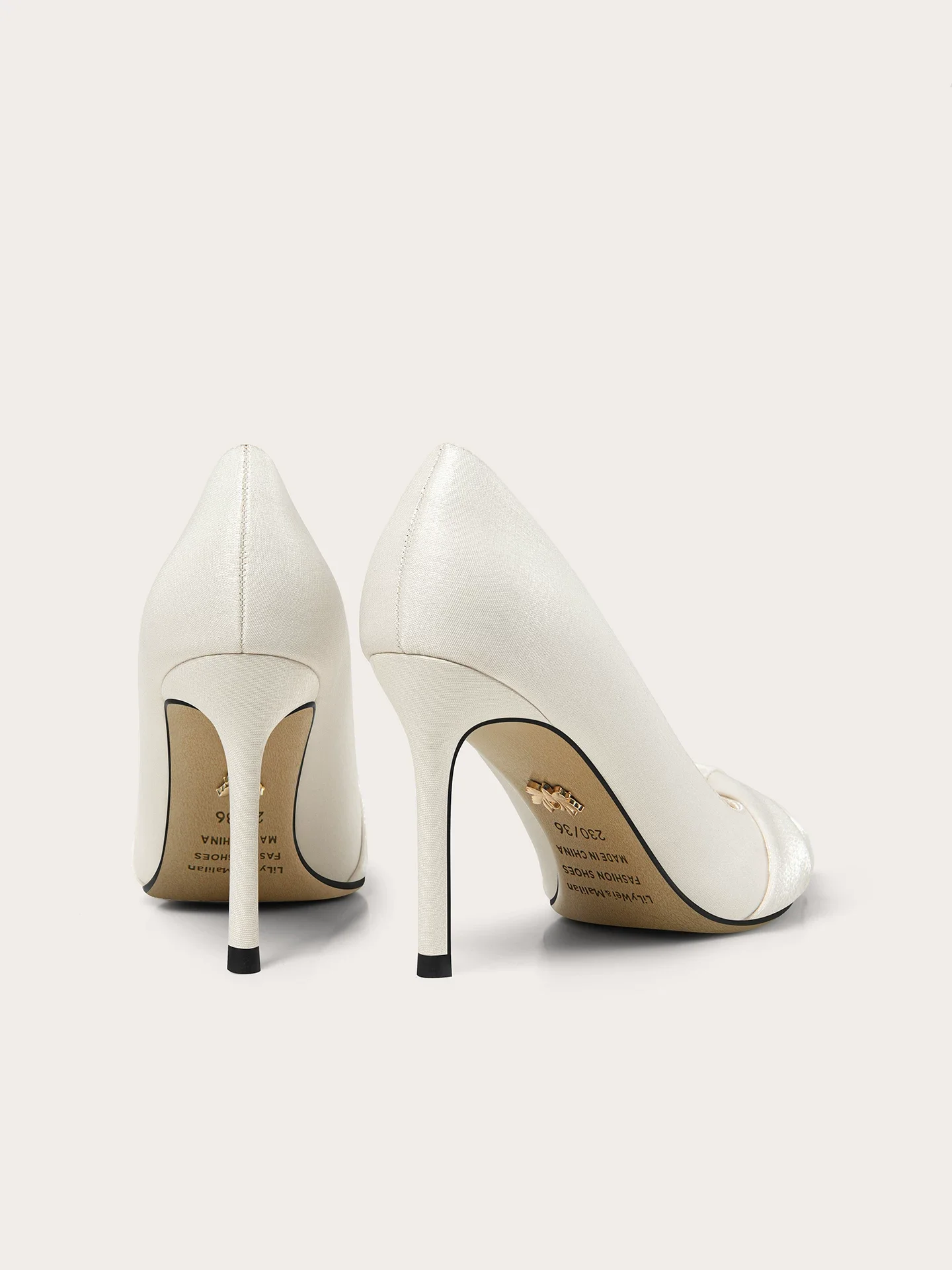 Spring new pointed sequin bow fabric wedding shoes banquet large size small size widened version slim high-heeled women's shoes