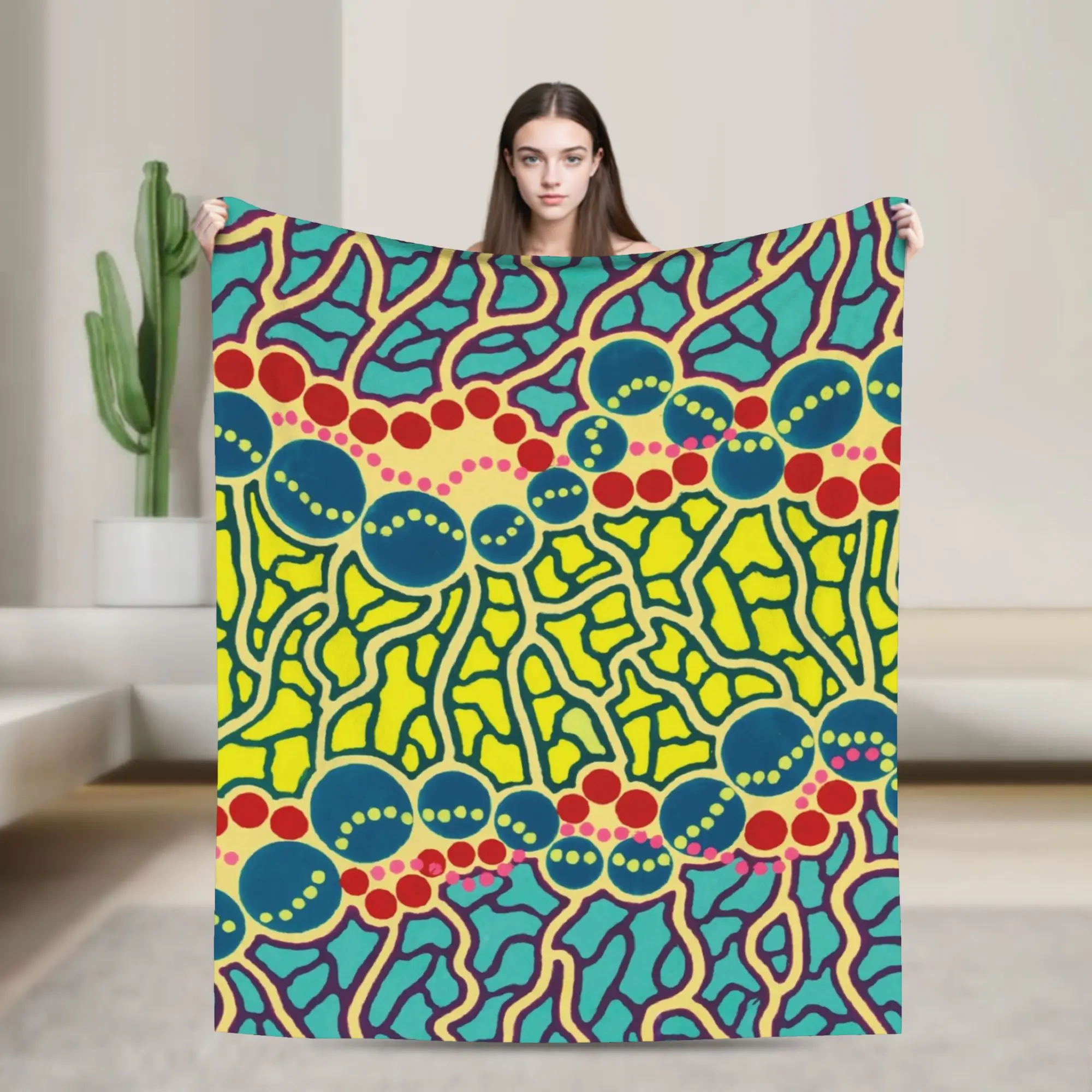 Yayoi Kusama Blue Blankets Fleece Nordic Polka Lightweight Thin Throw Blankets for Home Couch Bedspread