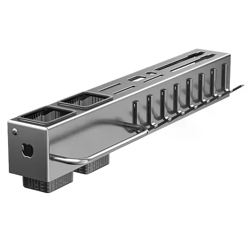 Tool Free Install Stainless Steel Kitchen Knife Holder No-Drilling Multi-Function Cutlery Storage Organizer for Kitchen Use