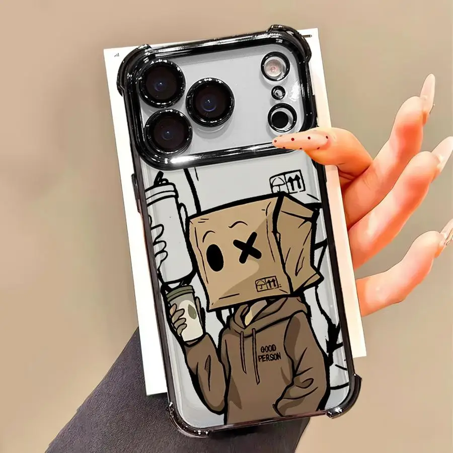 حافظة هاتف لهاتف ابل ايفون 17 اير 16e 16 15 14 بلس 13 12 11 برو ماكس غطاء ناعم نمط رجل ورقي كرتوني