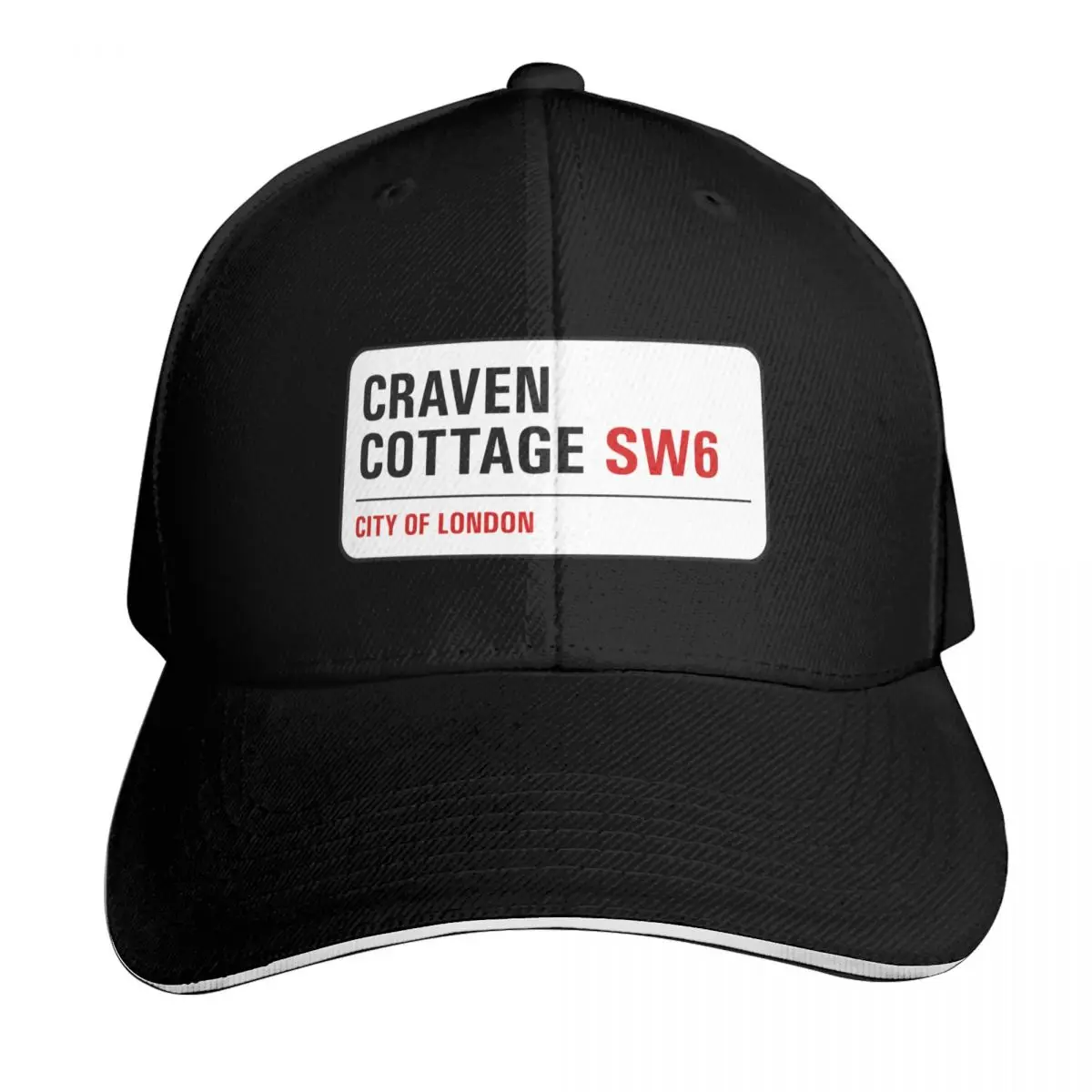 Fulham - Craven Cottage Street Sign Baseball Cap Cotton Twill Breathable Contrast Two Tone Brim Snapback Flat Bill