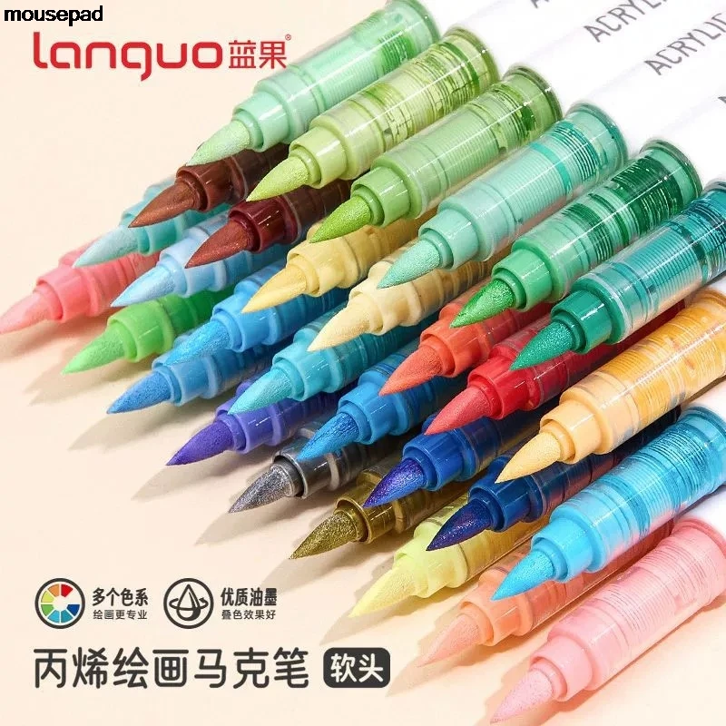 LANGUO 240/9 Colors Acrylic Color Markers Direct Liquid Paint Marker Pen DIY Drawing with Storage Box School Supplies Stationery