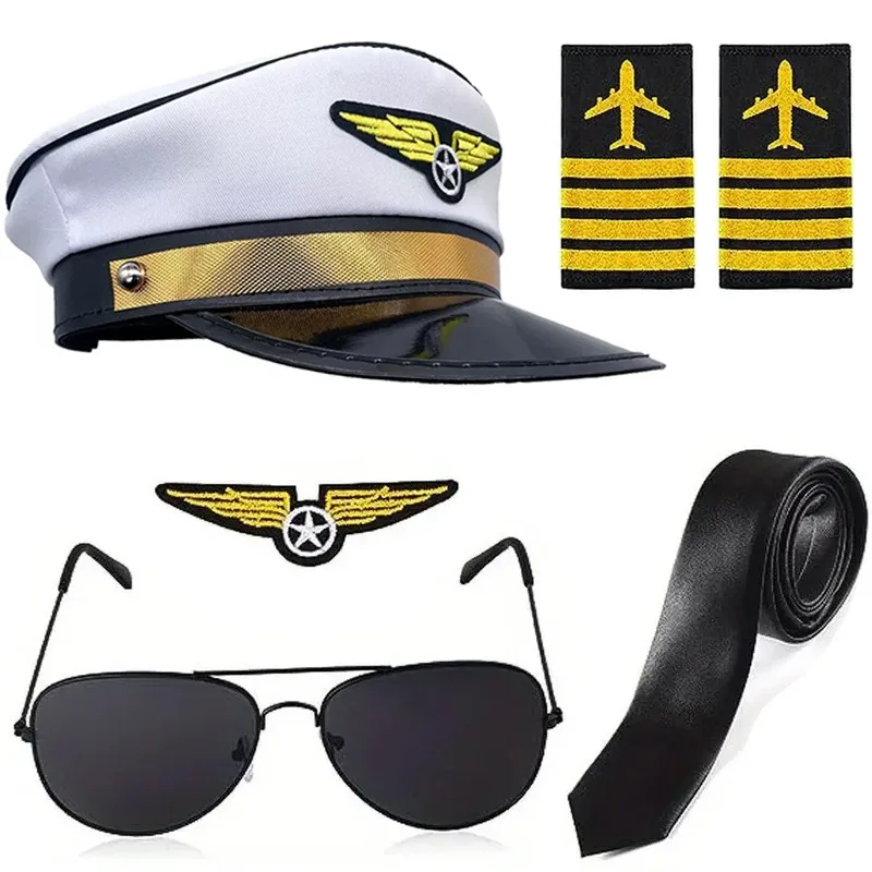 Conjunto de accesorios para disfraz de capitán de azafata de Halloween, bola de maquillaje, fiesta navideña, disfraz de juego de rol, accesorios de Cosplay
