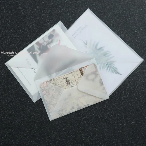 Imagen 2 del producto Sobre de papel transparente de ácido sulfúrico, postal de boda Vintage, almacenamiento de tarjetas de invitación, sobre blanco translúcido, 10 Uds.