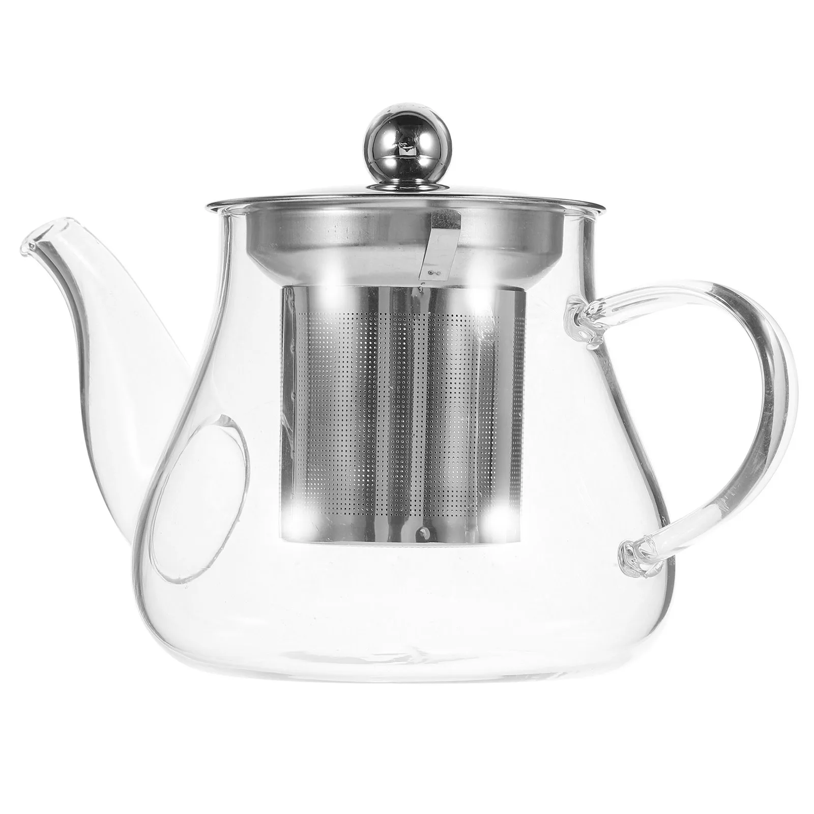

400ml High Borosilicate Glass Teapot Stainless Steel Infuser Heat Resistant Elegant Handle Clear Brewing Monitor
