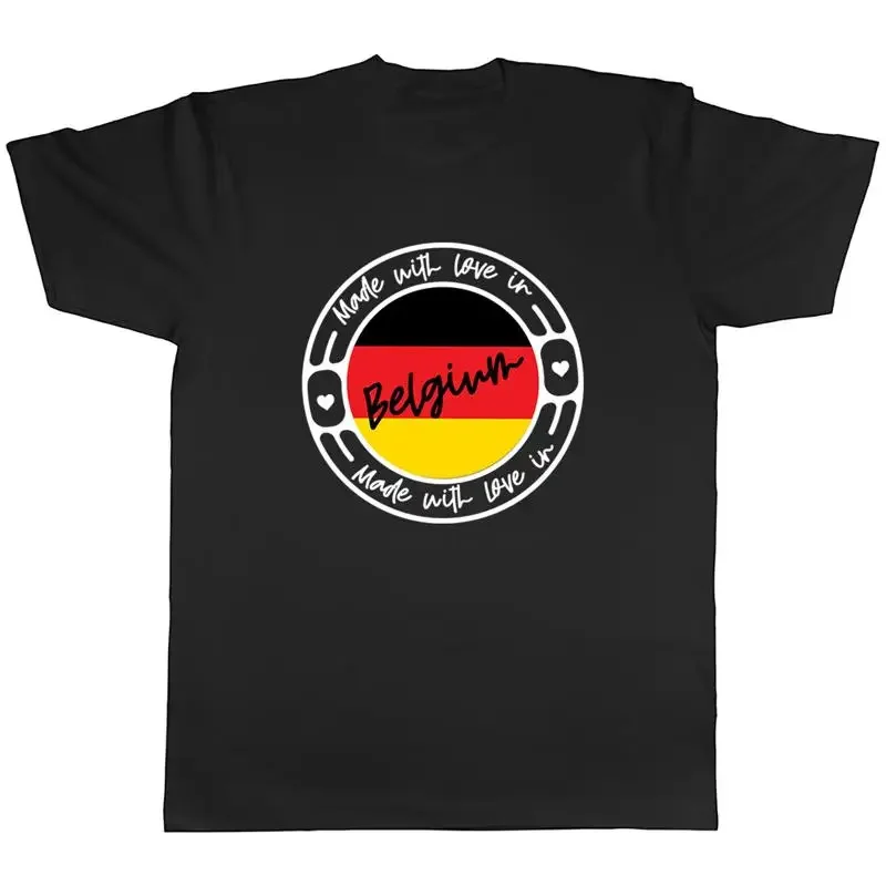 Made With Love In Belgium Mens Unisex TShirt Tee