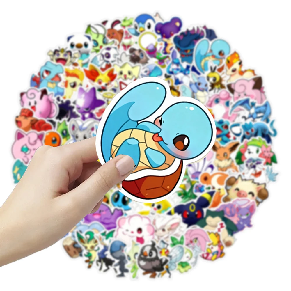 10/30/50/100pcs Funny Anime Pokemon Cartoon Stickers Waterproof DIY Water Bottle Phone Stationery Cute Pikachu Sticker Toy Gift