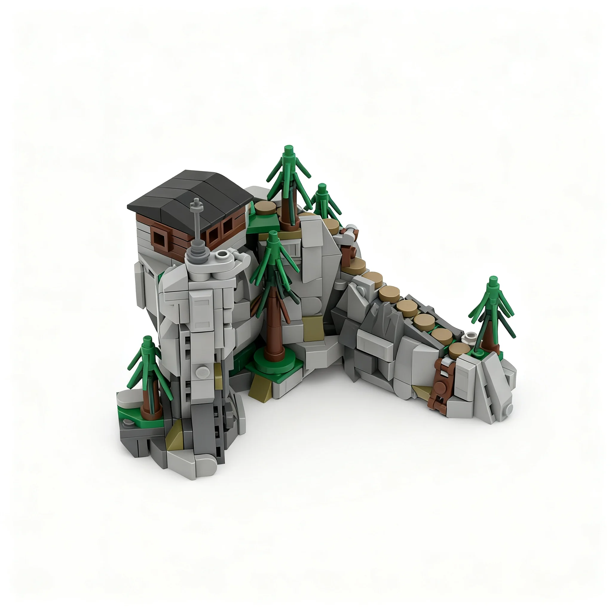 466pcs MOC Swiss Alpine Rock Ridge Chalet Mini Model Building Blocks Architecture Toy Birthday Gifts DIY Education Brick Display