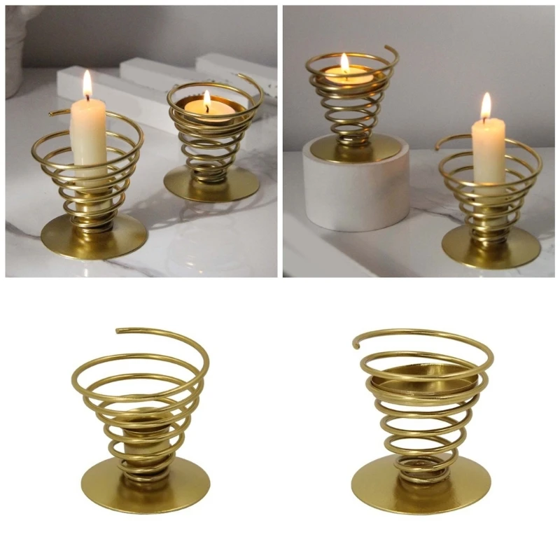 

Elegant Wrought Iron SpiralS Candle Holder Candlestick Metal Centerpieces for Table Dining & Bedroom Ambiances D2RD