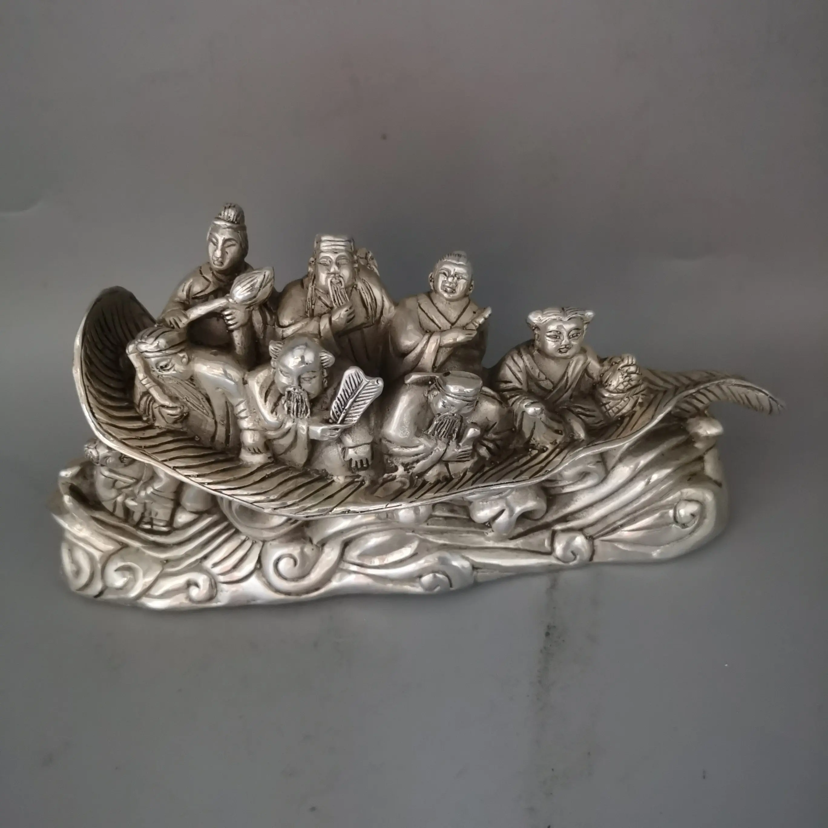 Chinese Elaboration,pure Copper Silver Plated Engrave ,Good Luck The Eight Immortals Crafts,Home Decoration,Collect