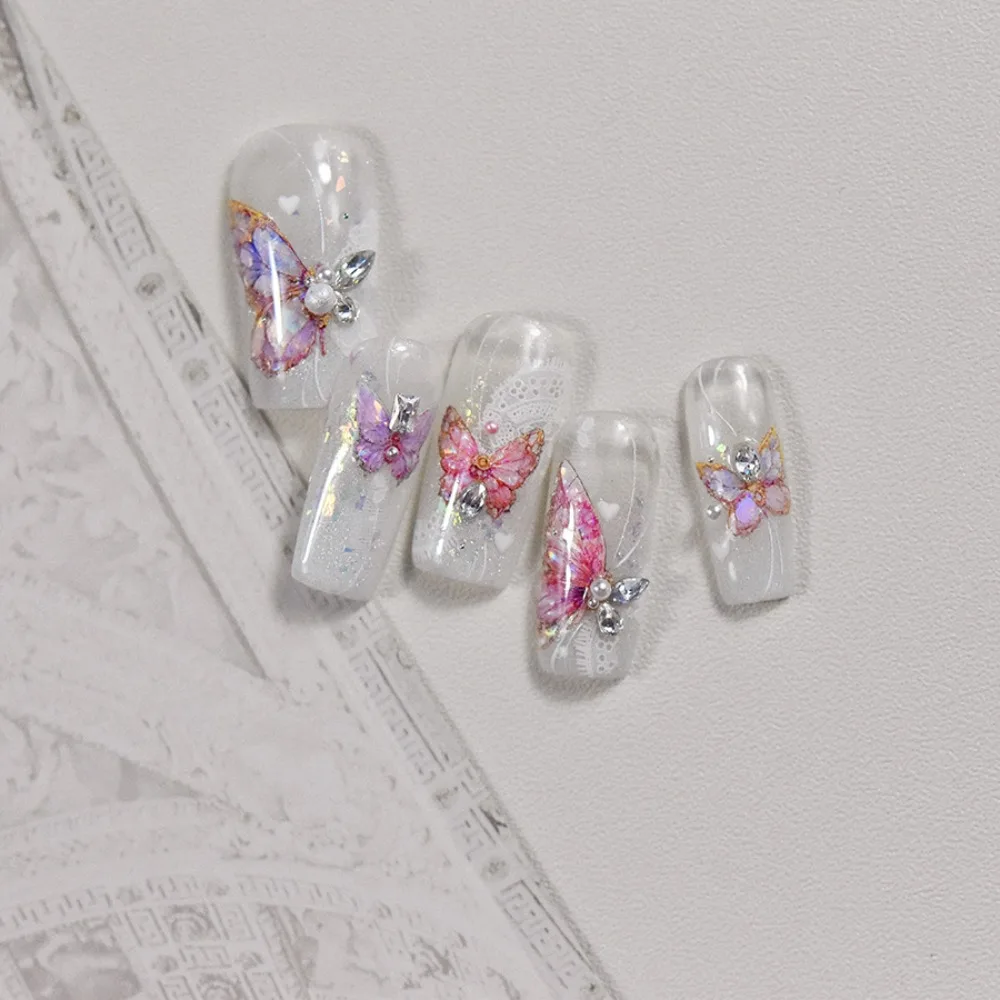 Shell Light Vlinder Vlinder Nail Stickers Rood Paars Reliëf Stickers Vlinder Nail Decoraties Manicure Ornamenten